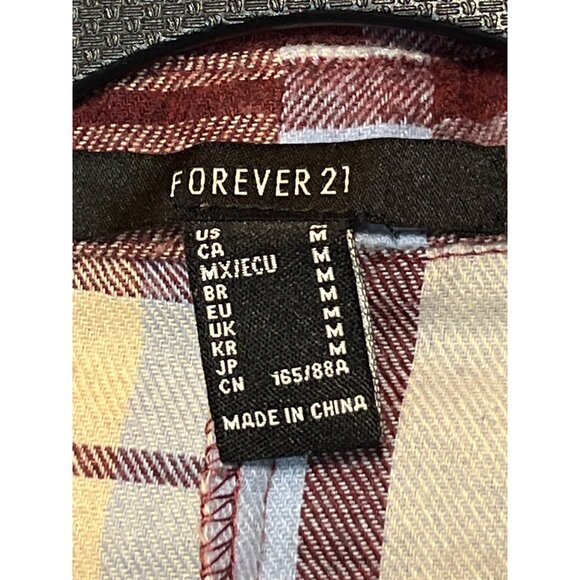 Forever 21 Patchwork Plaid Cropped Shirt Womens Size M - Picture 8 of 10